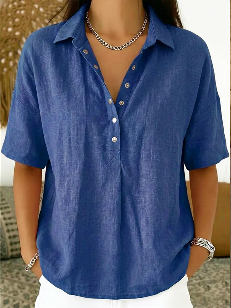 Amber | Effortless Linen Button-Down Blouse - Picela