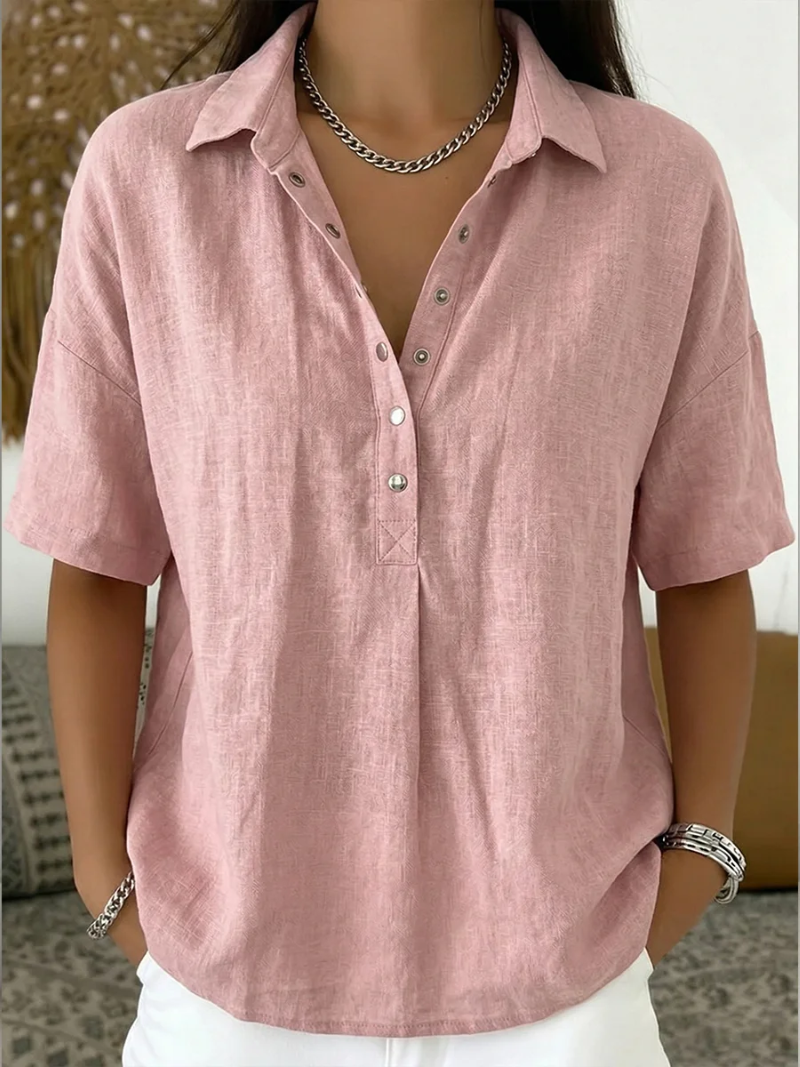 Amber | Effortless Linen Button-Down Blouse - Picela