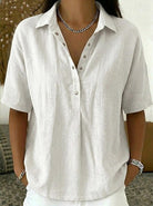 Amber | Effortless Linen Button-Down Blouse - Picela