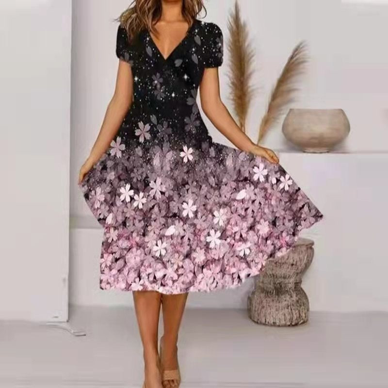 Amber | Elegant V-Neck Midi Dress - Picela
