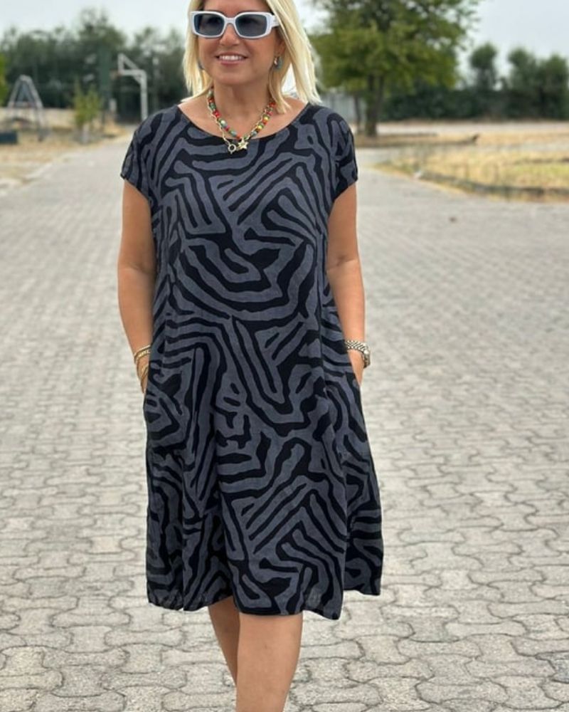 Amber | Stylish Abstract Midi Dress - Picela