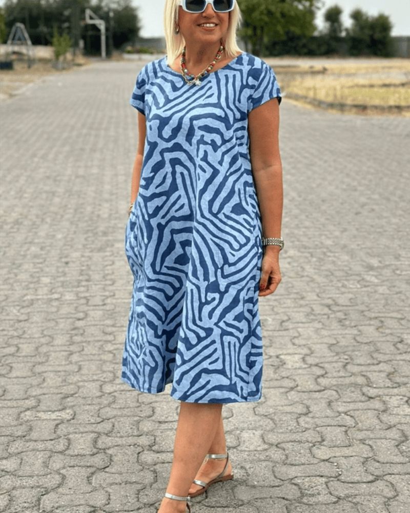 Amber | Stylish Abstract Midi Dress - Picela