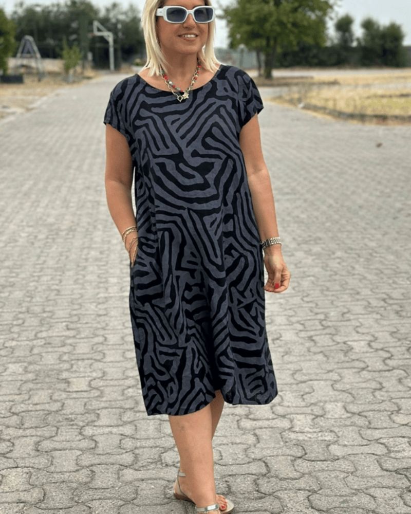 Amber | Stylish Abstract Midi Dress - Picela