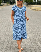 Amber | Stylish Abstract Midi Dress - Picela