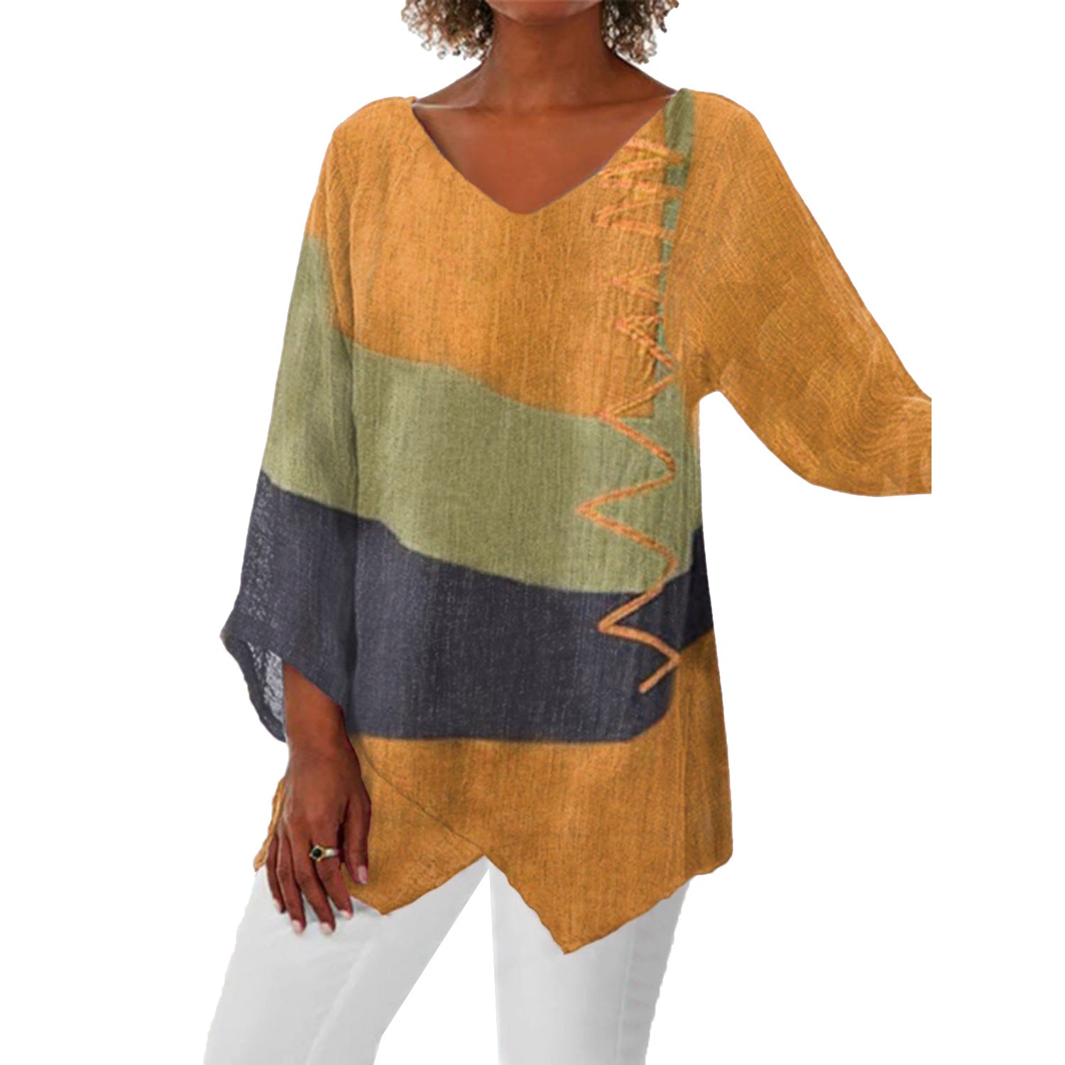 Amber | Stylish Colorblock Asymmetric Top - Picela