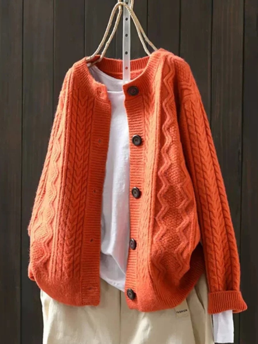Angela | Cozy Cable-Knit Chunky Cardigan - Picela