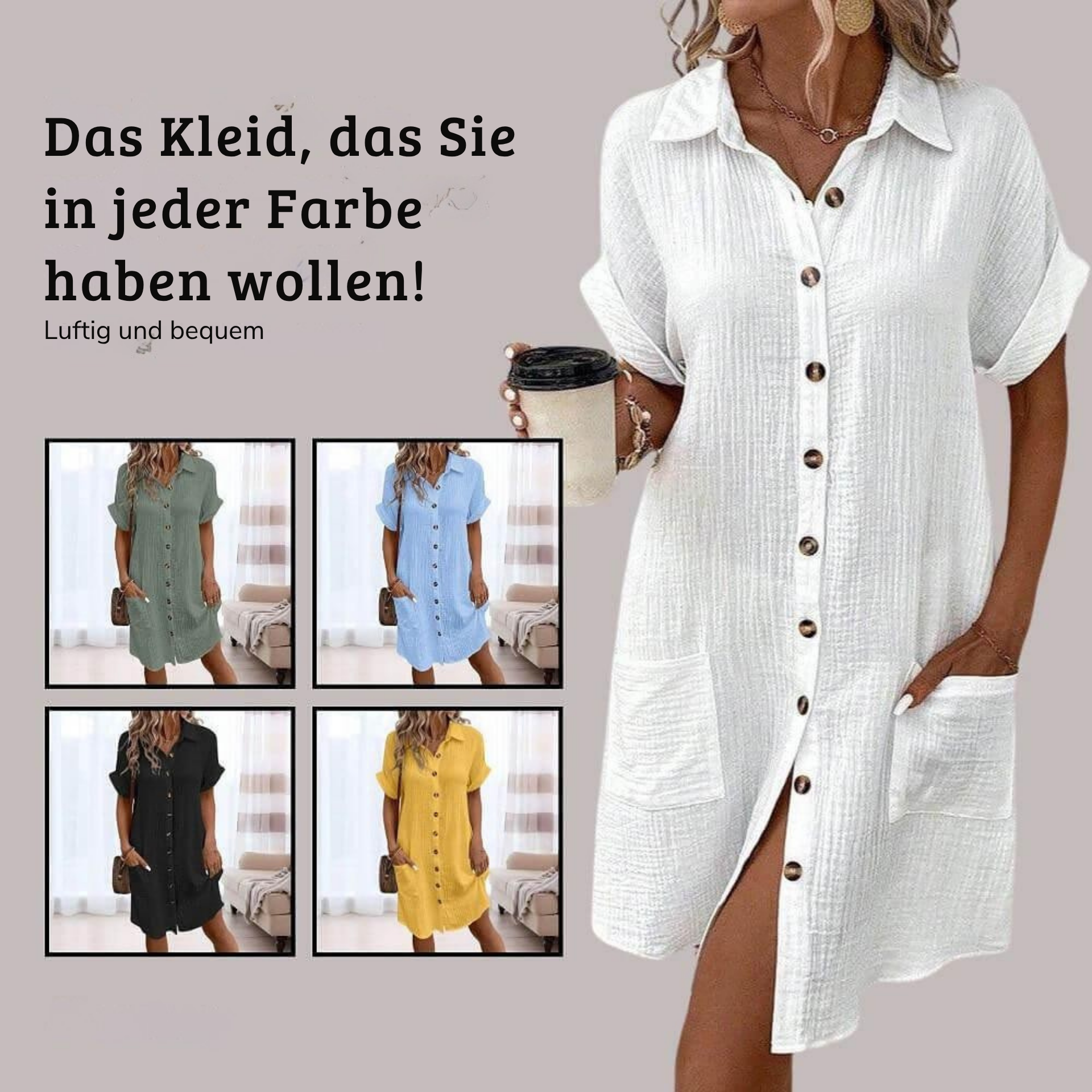 Angela | Effortless Button-Down Midi Dress - Picela