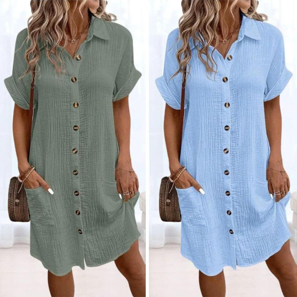 Angela | Effortless Button-Down Midi Dress - Picela