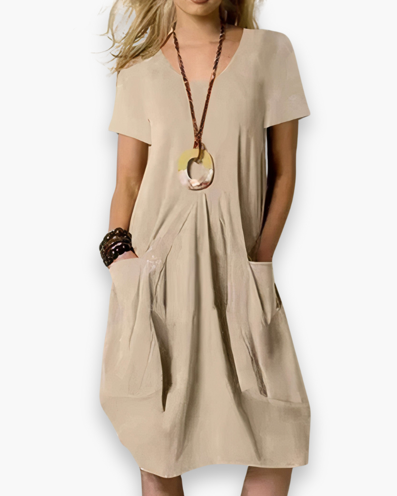 Angela | Effortless Pocket Midi Dress - Picela