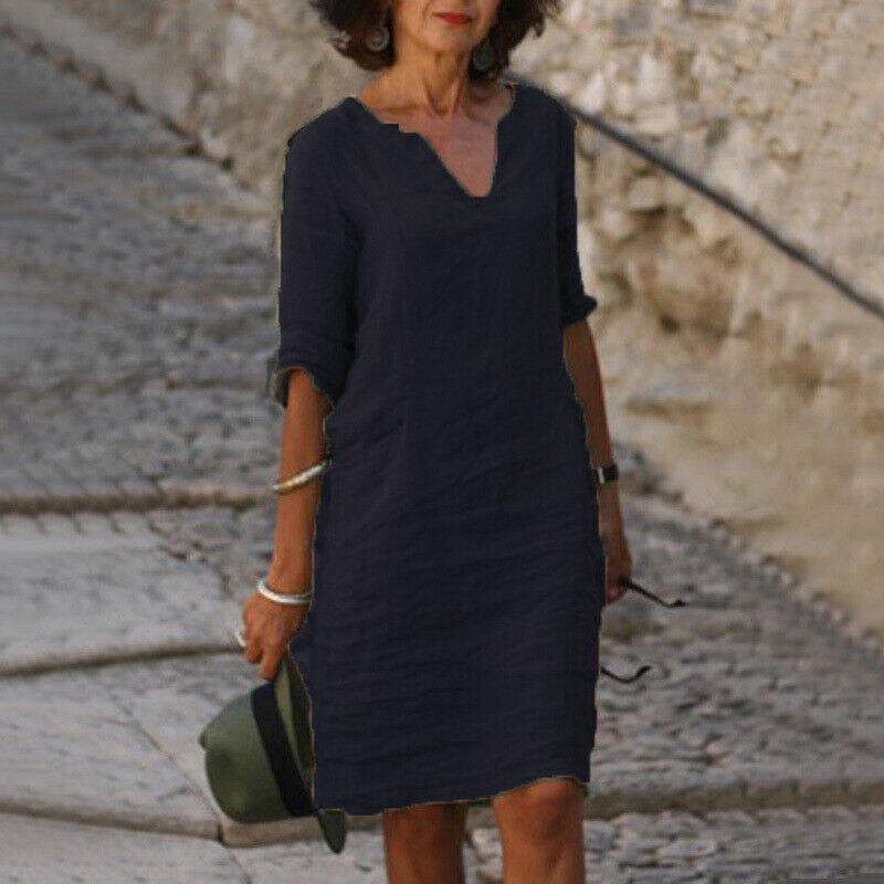 Angela | Effortless Solid Midi Dress - Picela