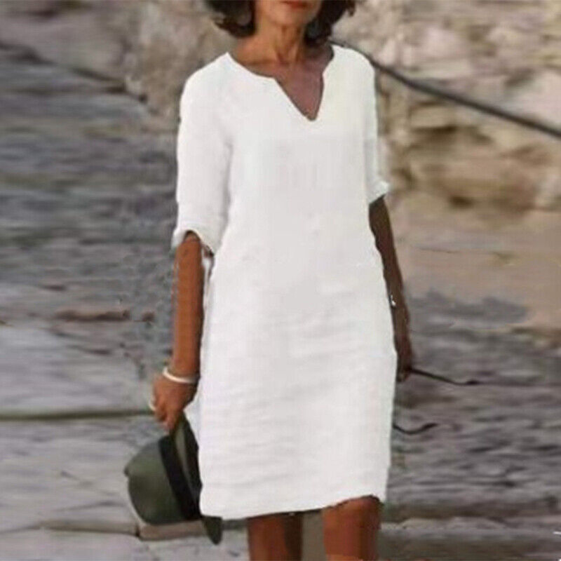 Angela | Effortless Solid Midi Dress - Picela