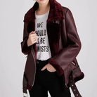 Angela | Stylish Shearling Aviator Jacket - Picela