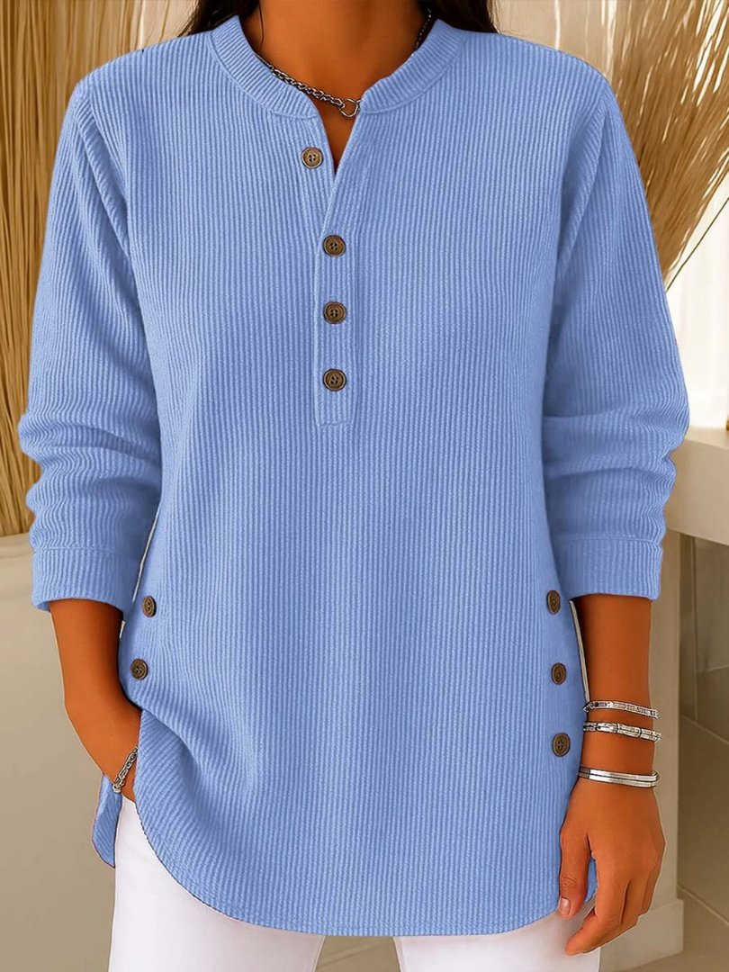 Ashley | Elegant Ribbed Henley Top - Picela
