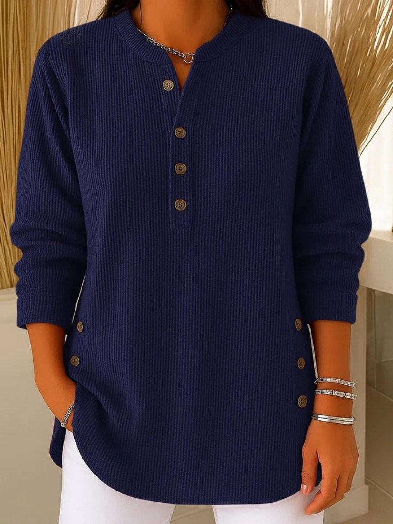 Ashley | Elegant Ribbed Henley Top - Picela