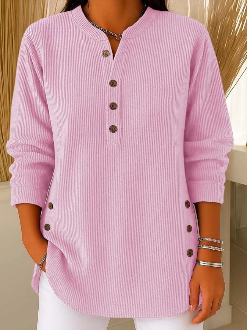 Ashley | Elegant Ribbed Henley Top - Picela