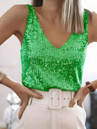 Ashley | Elegant Sequin V-Neck Top - Picela