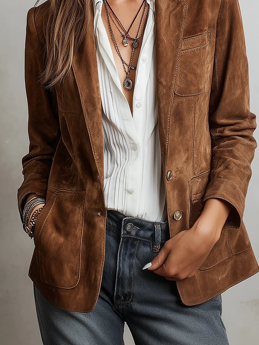 Ashley | Elegant Suede Tailored Blazer - Picela