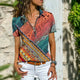 Boho Zip-Up Blouse for Women