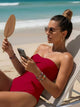 Elegant Ruched Strapless Swimsuit for Women