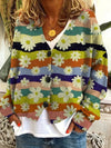 Angela | Vintage Floral Striped Cardigan