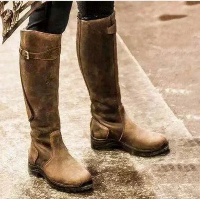 Brittany | Classic Leather Knee-High Boots - Picela