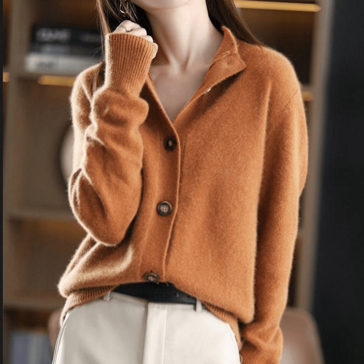 Brittany | Elegant Button-Front Cashmere Cardigan - Picela