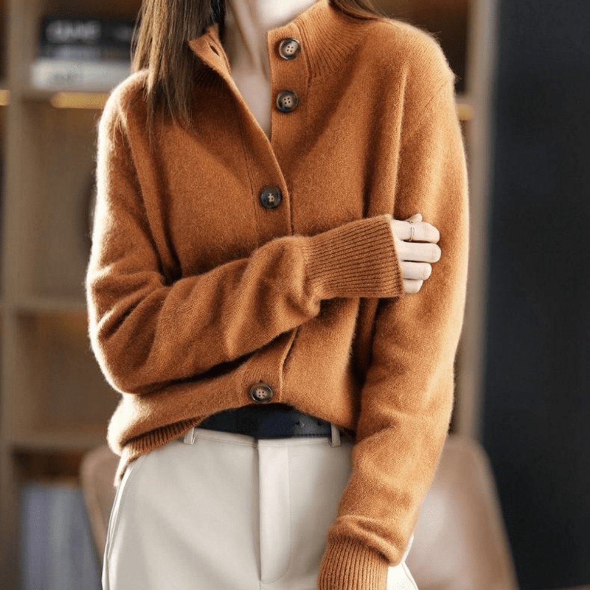 Brittany | Elegant Button-Front Cashmere Cardigan - Picela