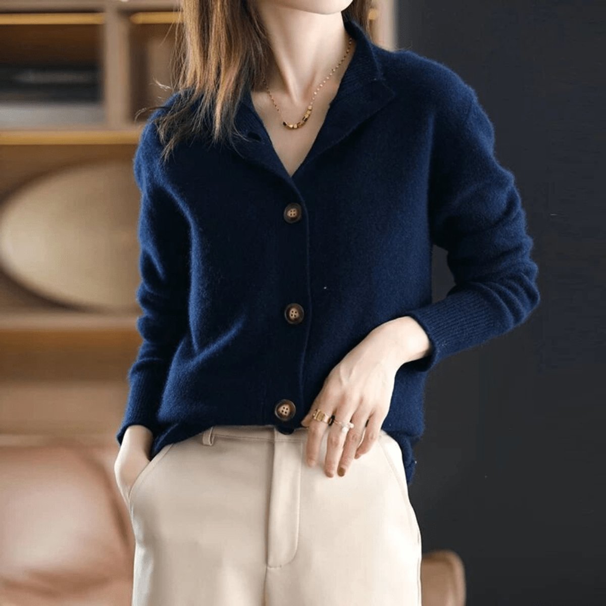 Brittany | Elegant Button-Front Cashmere Cardigan - Picela