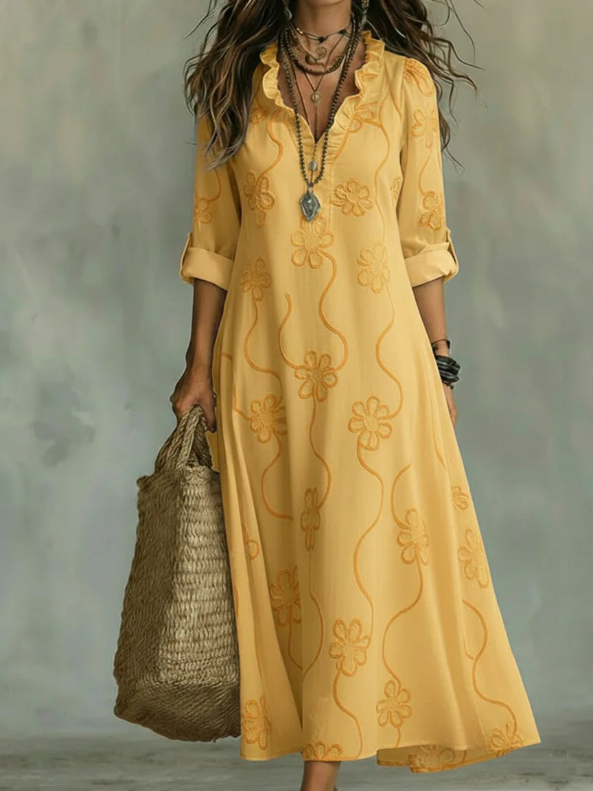 Brittany | Elegant Embroidered Maxi Dress - Picela