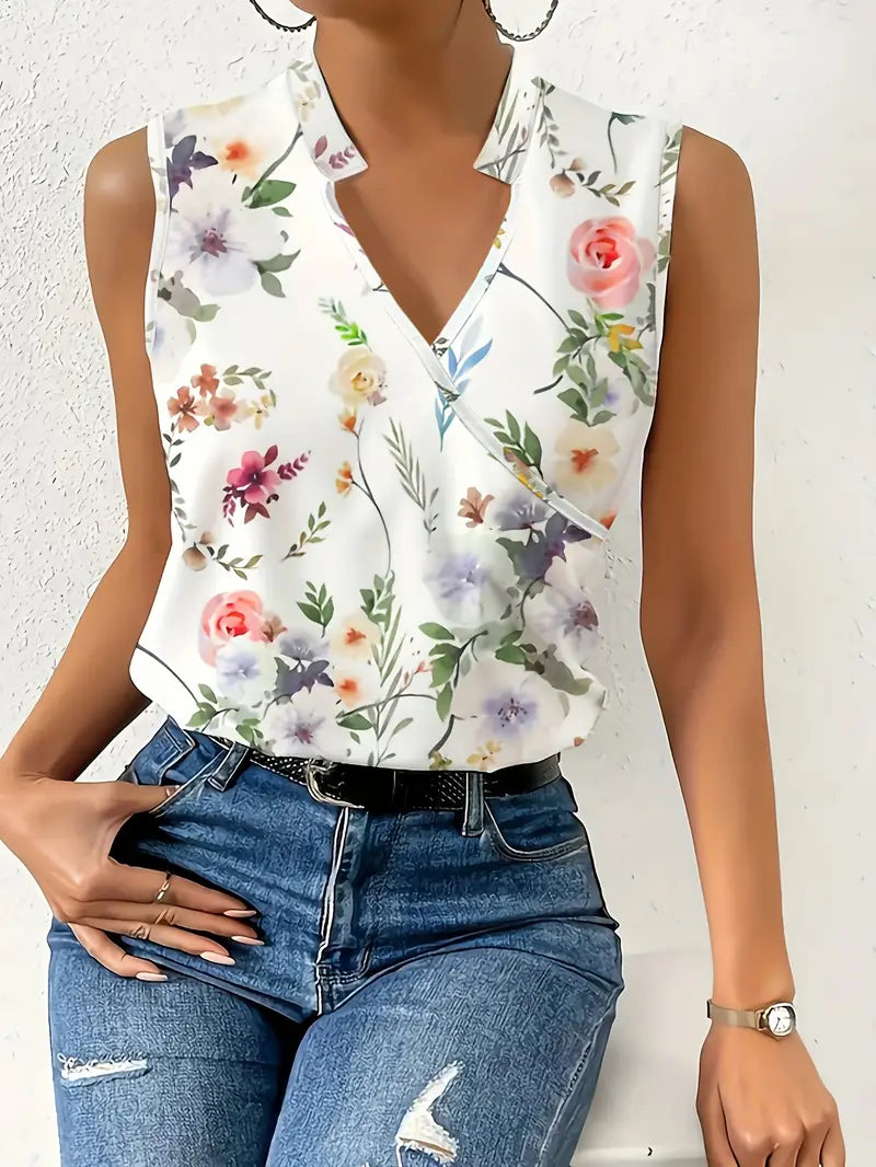 Brittany | Elegant Floral Wrap Top - Picela