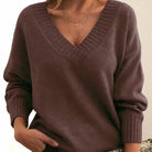 Brittany | Elegant V-Neck Knit Sweater - Picela