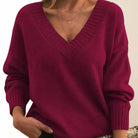 Brittany | Elegant V-Neck Knit Sweater - Picela