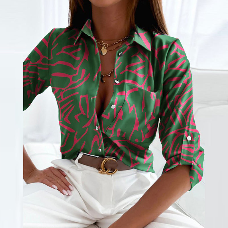 Brittany | Stylish Abstract Collared Blouse - Picela