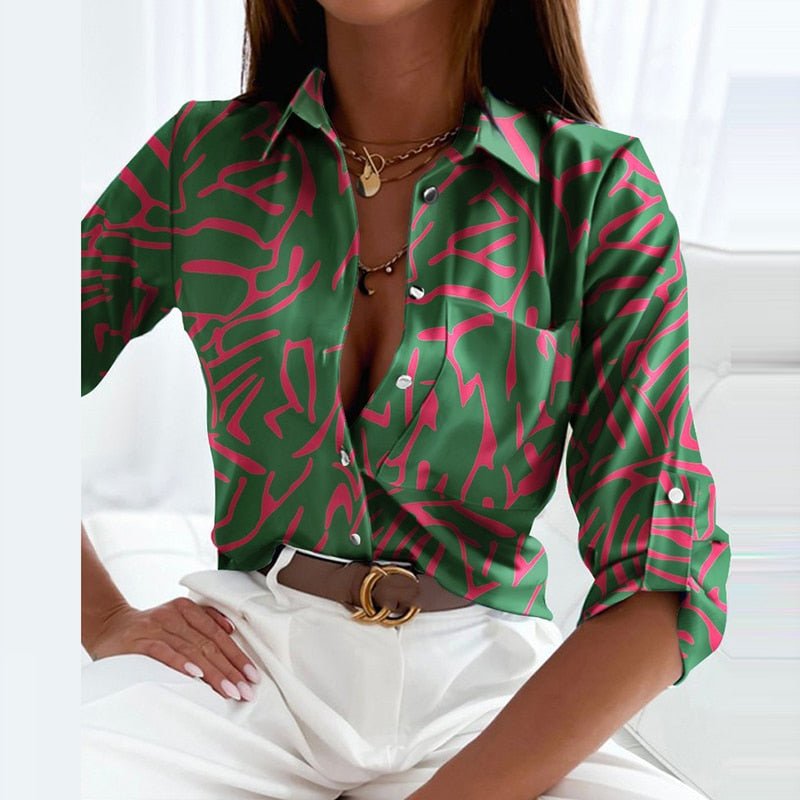 Brittany | Stylish Abstract Collared Blouse - Picela