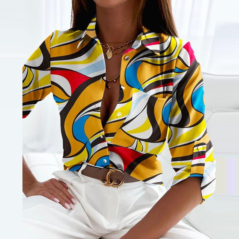 Brittany | Stylish Abstract Collared Blouse - Picela
