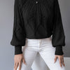 Michelle | Elegant Cable-Knit Balloon-Sleeve Sweater