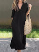 Flowy Cotton Linen Maxi Dress for Women