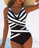 Flattering Striped V-Neck Swimsuit for Women