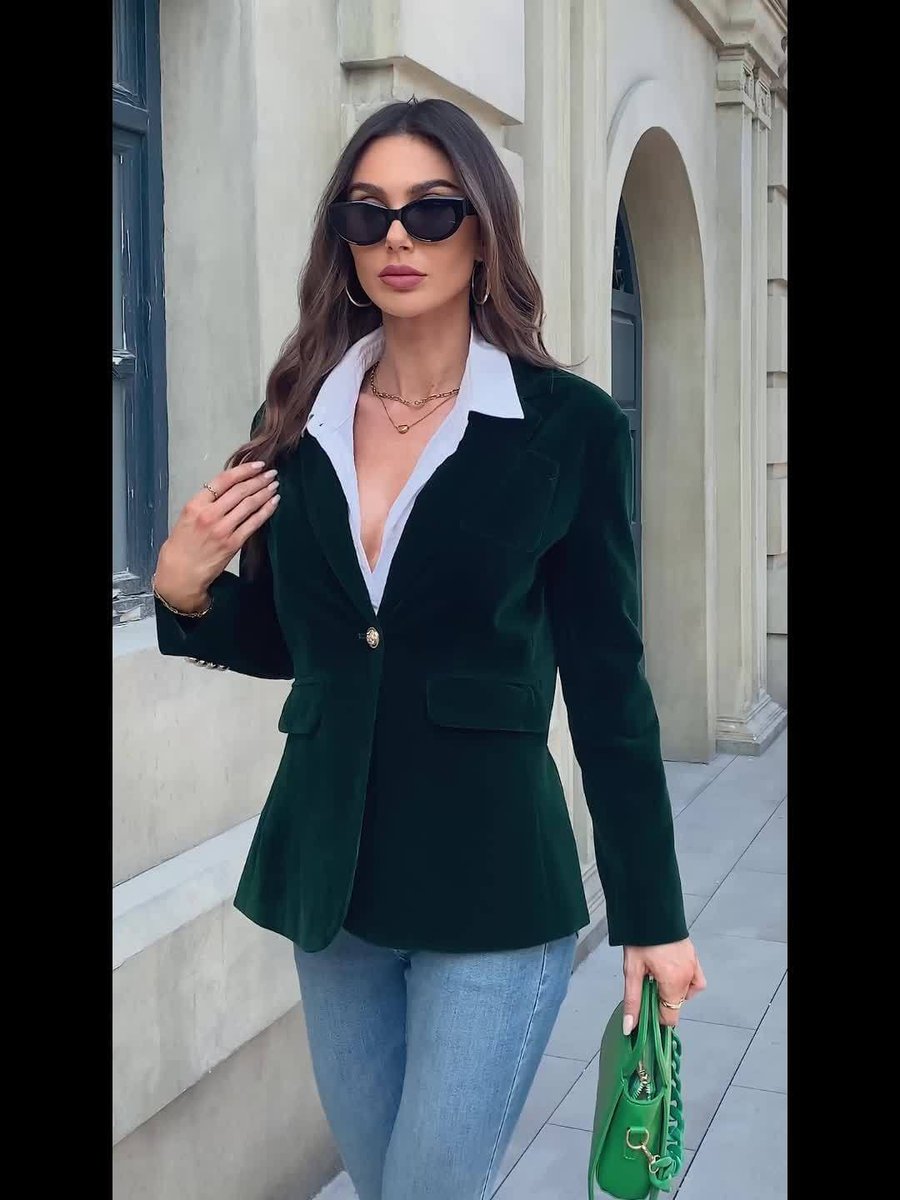 Christina | Elegant Velvet Tailored Blazer - Picela