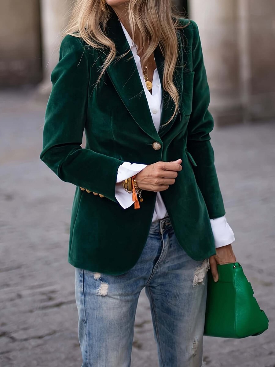 Christina | Elegant Velvet Tailored Blazer - Picela