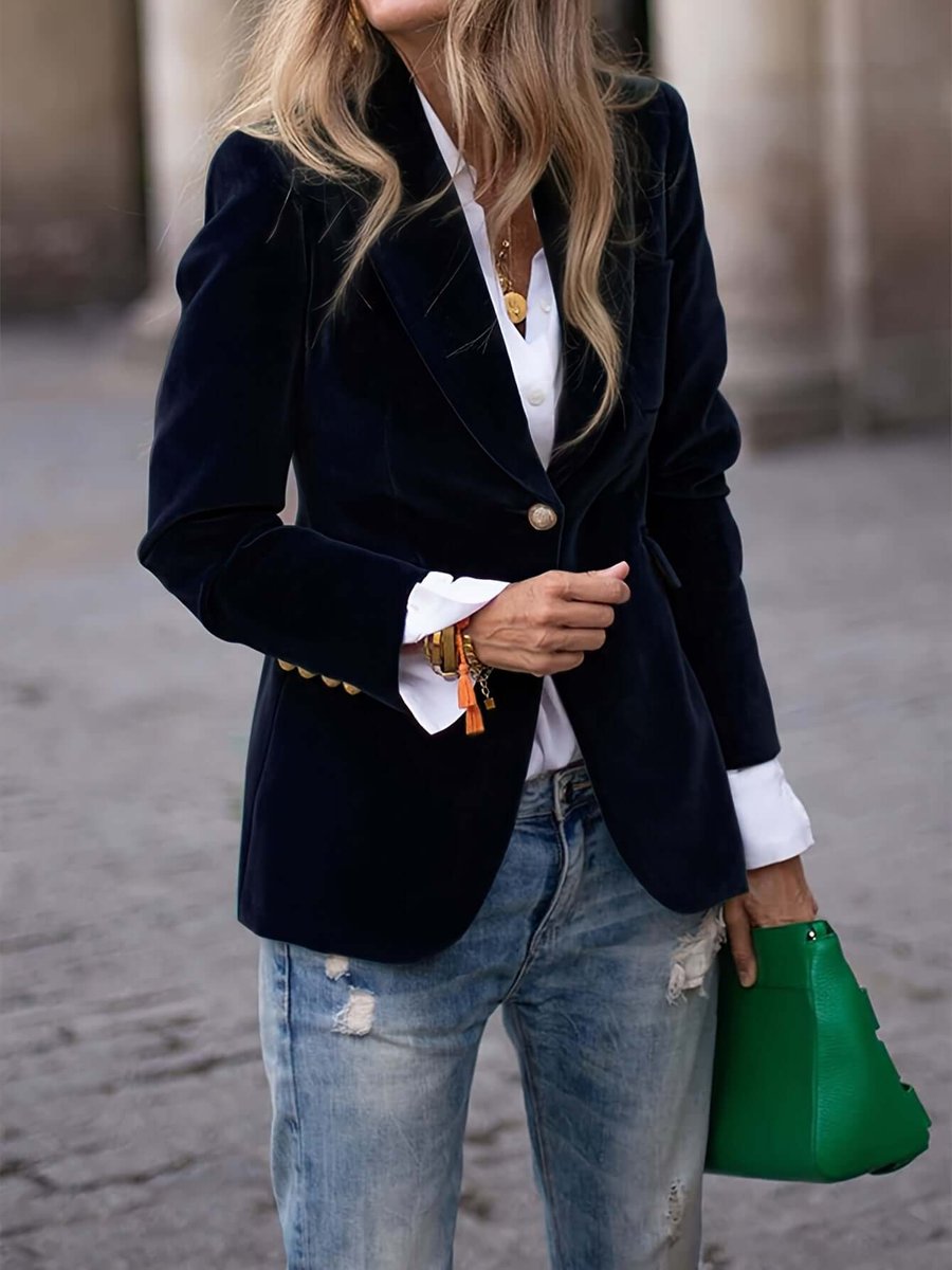 Christina | Elegant Velvet Tailored Blazer - Picela