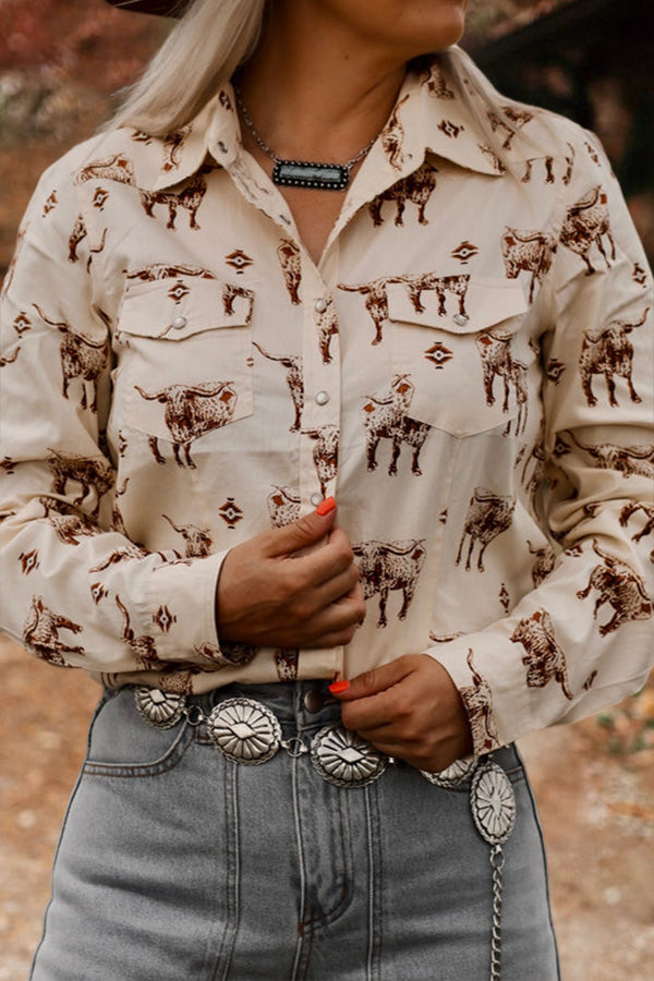 Christina | Stylish Western Longhorn Blouse - Picela