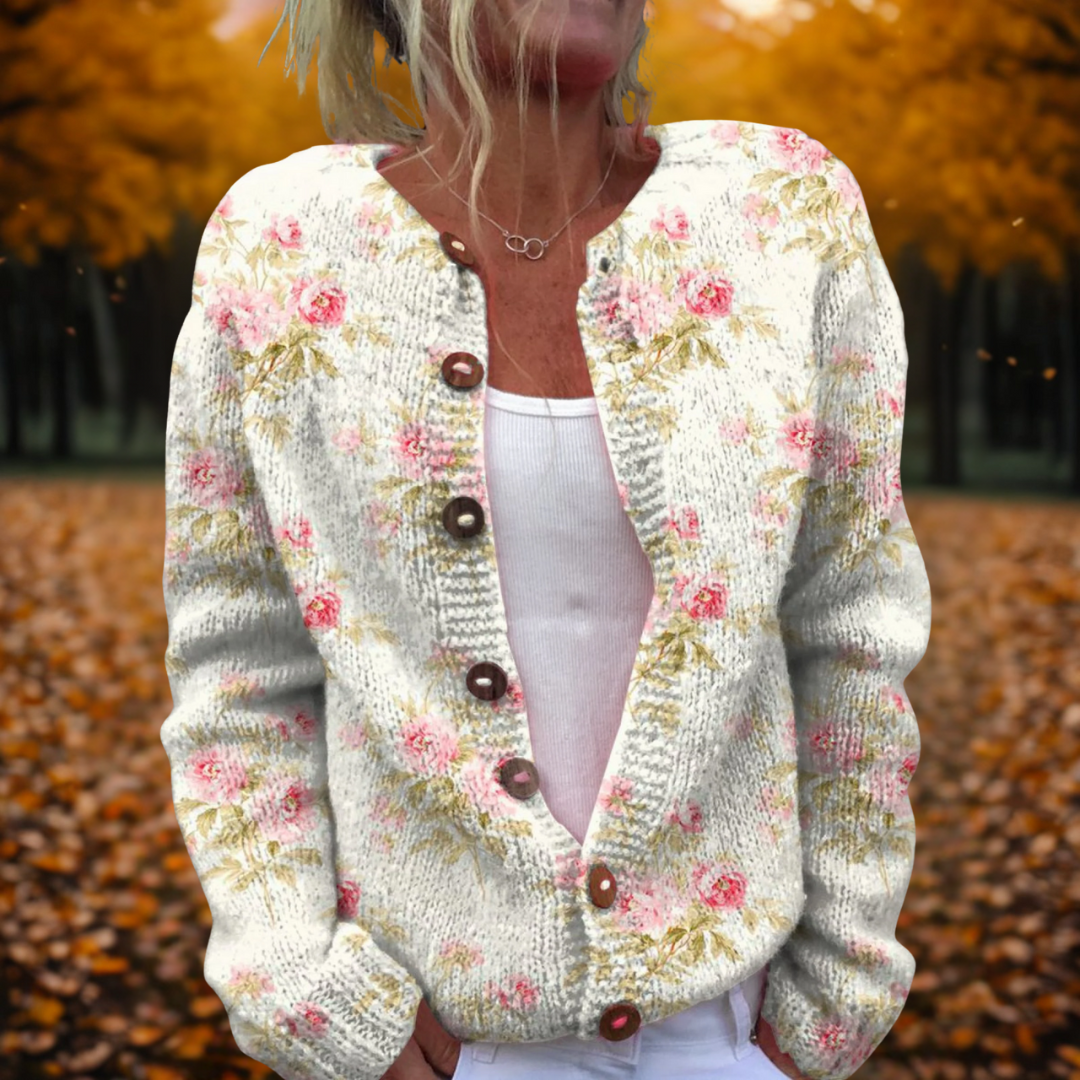 Christina | Vintage Floral Knit Cardigan - Picela