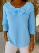 Christine | Feminine Bow Ribbed Sweater - Picela