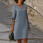 Danielle | Effortless V-Neck Shift Dress - Picela