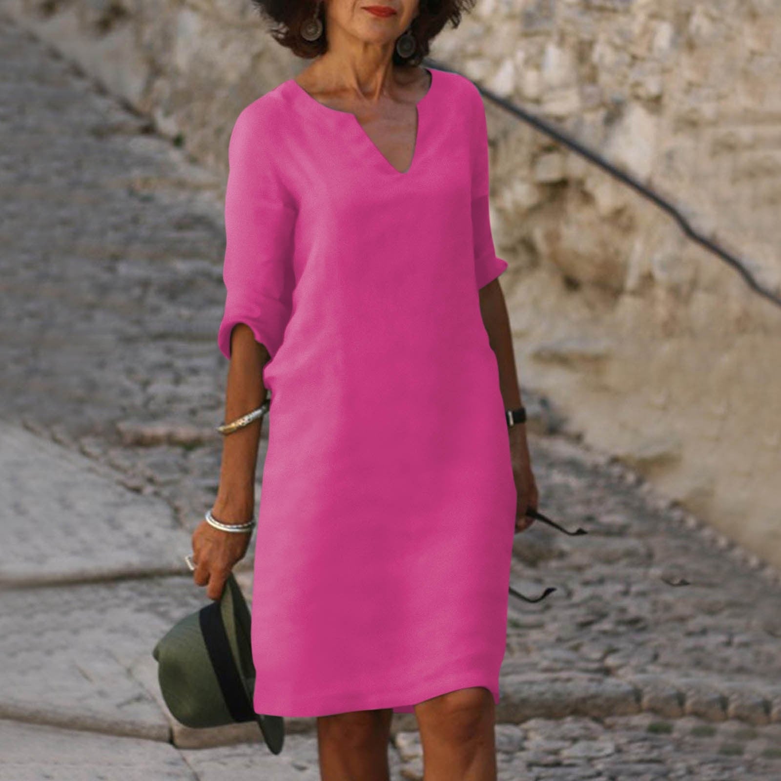 Danielle | Effortless V-Neck Shift Dress - Picela