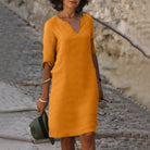 Danielle | Effortless V-Neck Shift Dress - Picela
