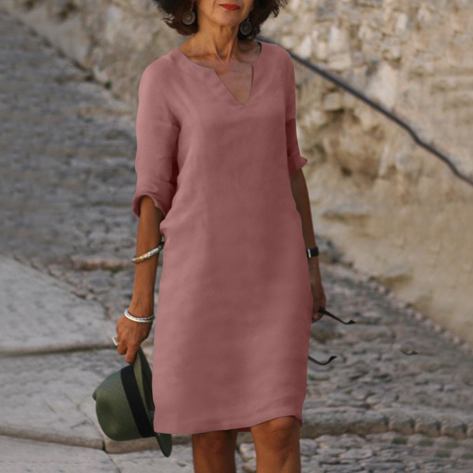 Danielle | Effortless V-Neck Shift Dress - Picela