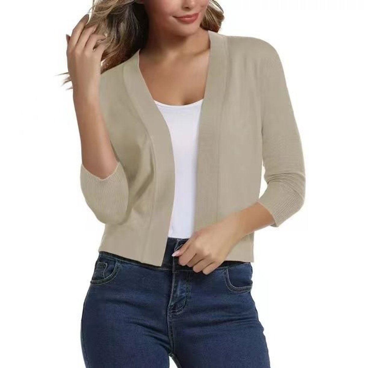 Danielle | Elegant Cropped Open-Front Cardigan - Picela