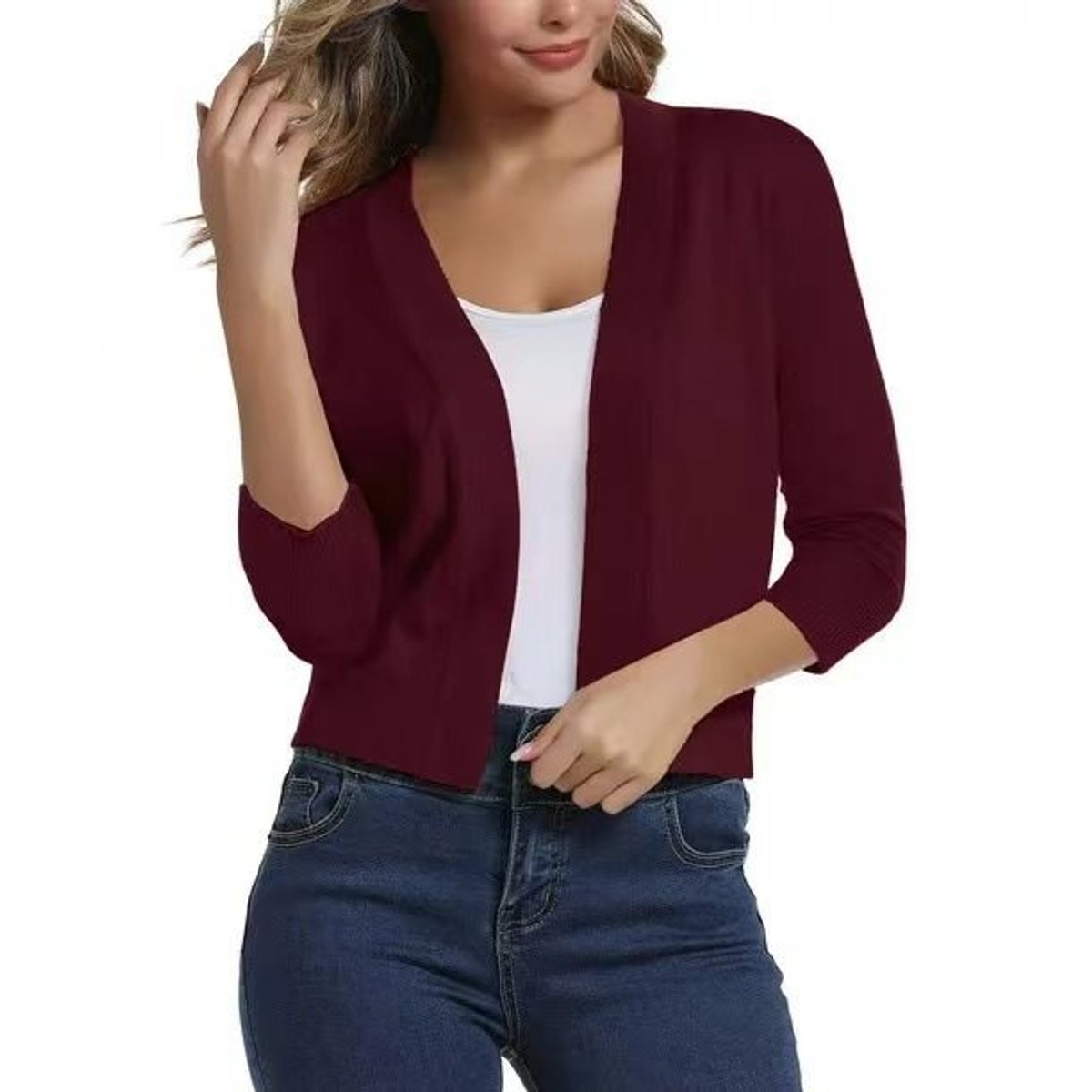 Danielle | Elegant Cropped Open-Front Cardigan - Picela